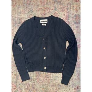 Colorush Black Ribbed Cotton Silk Cashmere Cardigan XS